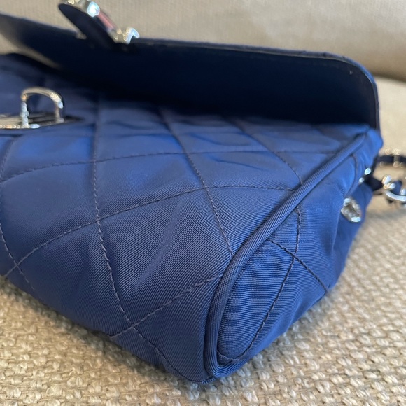 Prada Blue Tessuto Quilted Nylon Leather Chain Bag - Picture 5 of 10